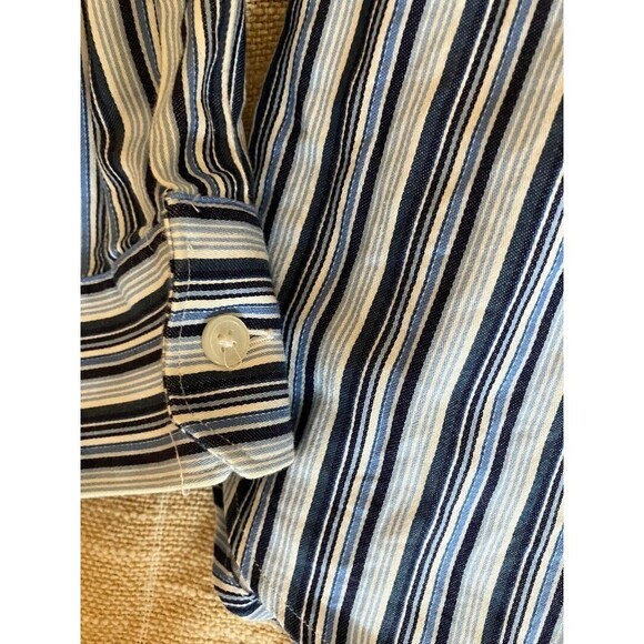 MICHAEL KORS Men's Long Sleeve Dress Shirt Size Large Blue & White Striped - Picture 7 of 9
